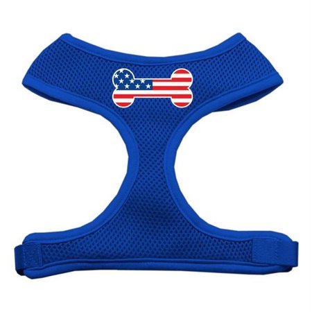 UNCONDITIONAL LOVE Bone Flag USA Screen Print Soft Mesh Harness Blue Large UN2452465